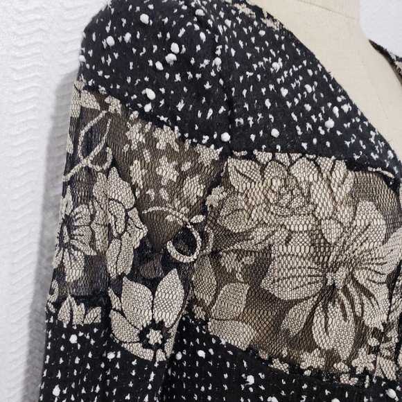 New A'reve Black Lace Cardigan  w/ Fringe Open Cardigan L - Picture 4 of 12